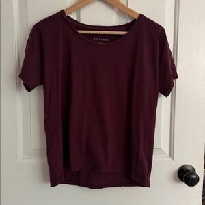 Everlane Small Burgundy Purple Short Sleeve Knit Stretch Top Cotton